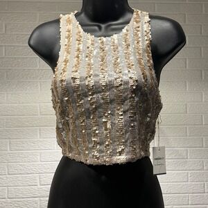 Forever 21 Sequin Crop Top Sleeveless Party Sparkle Tank Top M
